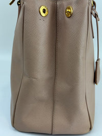 BN2274 Saffiano Lux Galleria Double Zip Tote in Cammeo GHW