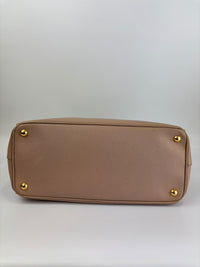 BN2274 Saffiano Lux Galleria Double Zip Tote in Cammeo GHW