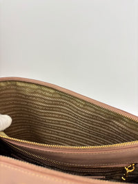 BN2274 Saffiano Lux Galleria Double Zip Tote in Cammeo GHW