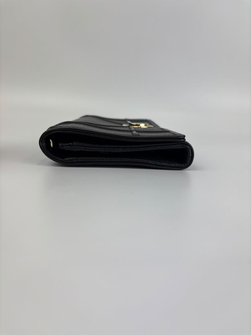 Diorama Croisiere Wallet on Chain Clutch in Black Grained Calfskin