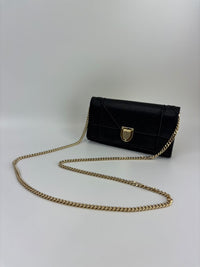 Diorama Croisiere Wallet on Chain Clutch in Black Grained Calfskin