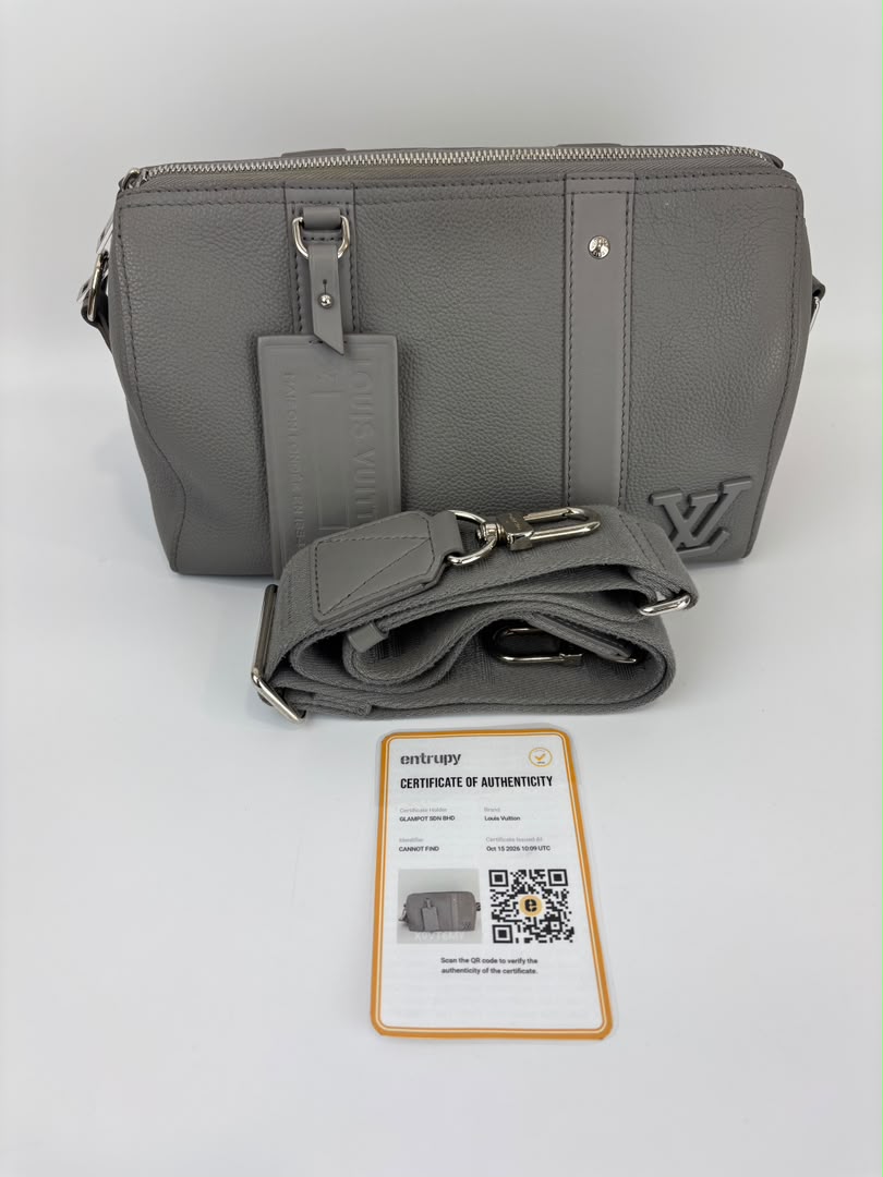 City Keepall Aerogram Gray Grained Calfskin