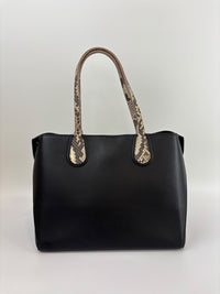 Small Dioraddict Shopper Tote in Black/Beige Leather and Python