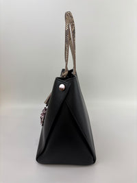 Small Dioraddict Shopper Tote in Black/Beige Leather and Python