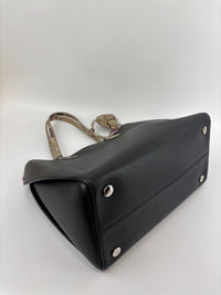 Small Dioraddict Shopper Tote in Black/Beige Leather and Python