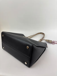 Small Dioraddict Shopper Tote in Black/Beige Leather and Python