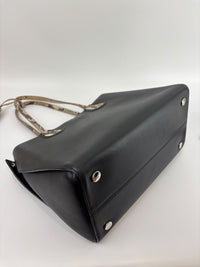 Small Dioraddict Shopper Tote in Black/Beige Leather and Python