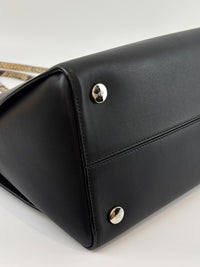 Small Dioraddict Shopper Tote in Black/Beige Leather and Python
