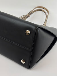 Small Dioraddict Shopper Tote in Black/Beige Leather and Python
