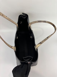 Small Dioraddict Shopper Tote in Black/Beige Leather and Python