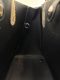 Small Dioraddict Shopper Tote in Black/Beige Leather and Python