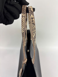 Small Dioraddict Shopper Tote in Black/Beige Leather and Python