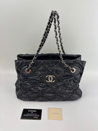 Ultra Stitch Tote in Black Crinkled Calfskin SHW