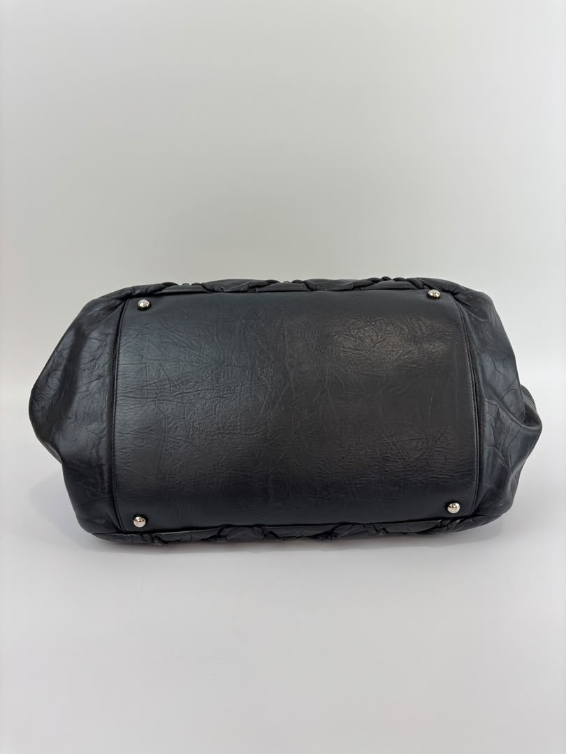 Ultra Stitch Tote in Black Crinkled Calfskin SHW
