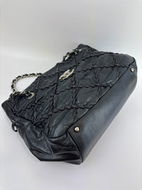 Ultra Stitch Tote in Black Crinkled Calfskin SHW