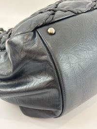 Ultra Stitch Tote in Black Crinkled Calfskin SHW