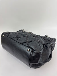 Ultra Stitch Tote in Black Crinkled Calfskin SHW