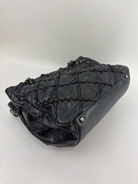 Ultra Stitch Tote in Black Crinkled Calfskin SHW