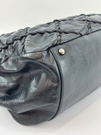 Ultra Stitch Tote in Black Crinkled Calfskin SHW