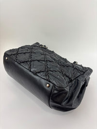 Ultra Stitch Tote in Black Crinkled Calfskin SHW