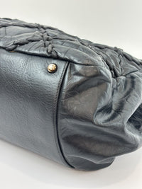 Ultra Stitch Tote in Black Crinkled Calfskin SHW