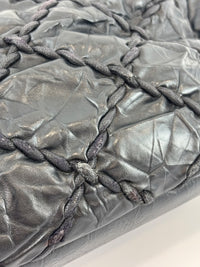 Ultra Stitch Tote in Black Crinkled Calfskin SHW