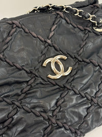 Ultra Stitch Tote in Black Crinkled Calfskin SHW