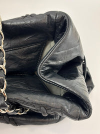 Ultra Stitch Tote in Black Crinkled Calfskin SHW