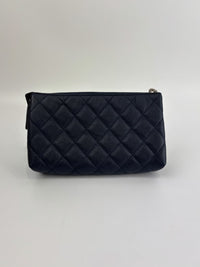 Caviar Quilted Cosmetic Zip Pouch in Navy