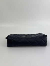 Caviar Quilted Cosmetic Zip Pouch in Navy