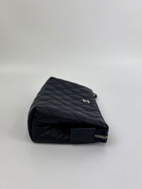 Caviar Quilted Cosmetic Zip Pouch in Navy
