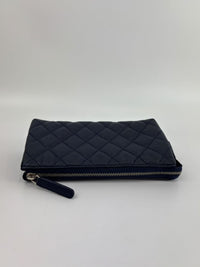 Caviar Quilted Cosmetic Zip Pouch in Navy