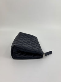 Caviar Quilted Cosmetic Zip Pouch in Navy