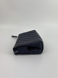 Caviar Quilted Cosmetic Zip Pouch in Navy