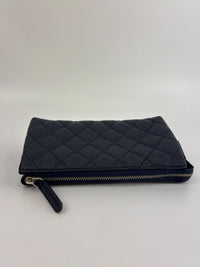 Caviar Quilted Cosmetic Zip Pouch in Navy
