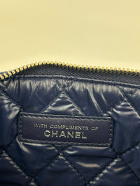 Caviar Quilted Cosmetic Zip Pouch in Navy