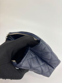 Caviar Quilted Cosmetic Zip Pouch in Navy