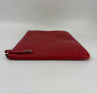 Large O Case Diagonal Quilted Lambskin Clutch in Red