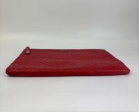 Large O Case Diagonal Quilted Lambskin Clutch in Red