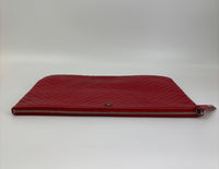 Large O Case Diagonal Quilted Lambskin Clutch in Red