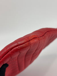 Large O Case Diagonal Quilted Lambskin Clutch in Red