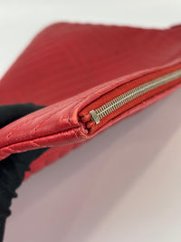 Large O Case Diagonal Quilted Lambskin Clutch in Red