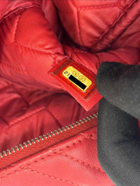 Large O Case Diagonal Quilted Lambskin Clutch in Red