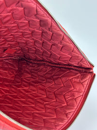 Large O Case Diagonal Quilted Lambskin Clutch in Red
