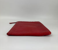 Large O Case Diagonal Quilted Lambskin Clutch in Red