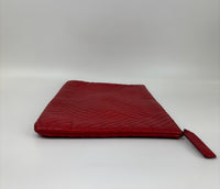 Large O Case Diagonal Quilted Lambskin Clutch in Red
