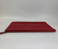 Large O Case Diagonal Quilted Lambskin Clutch in Red