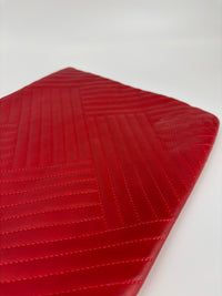 Large O Case Diagonal Quilted Lambskin Clutch in Red