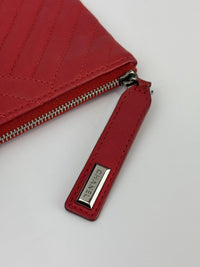 Large O Case Diagonal Quilted Lambskin Clutch in Red