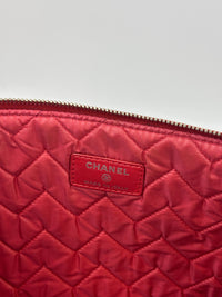 Large O Case Diagonal Quilted Lambskin Clutch in Red